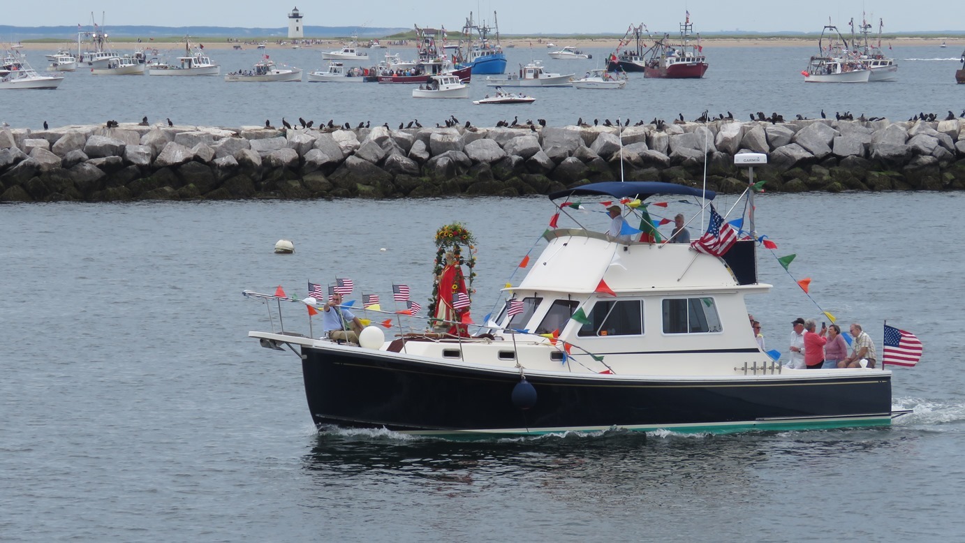 The Beth Ann cruising through Provincetown Harbor during a boat parade