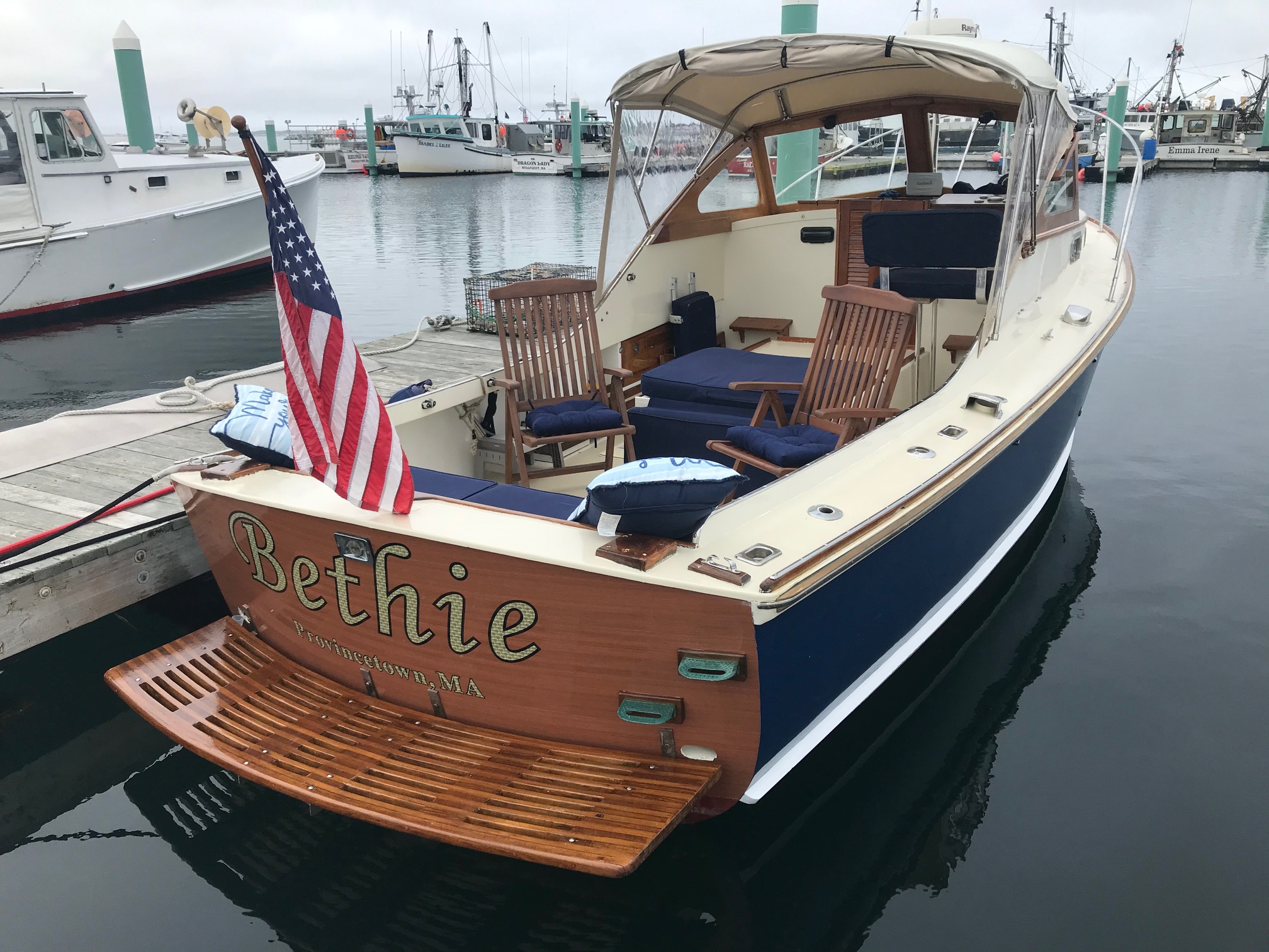 Bethie while docked at the marina in Provincetown Harbor