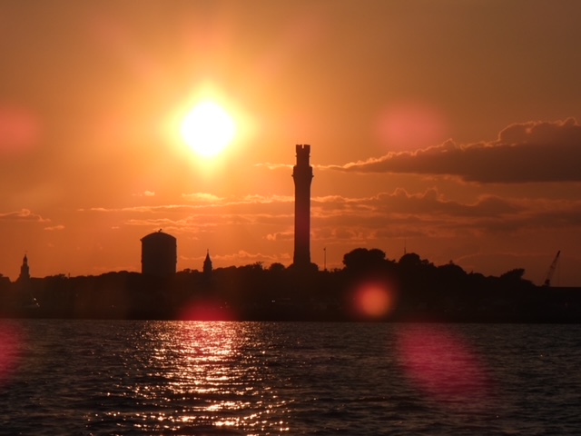 Pilgrim Monument at sunset as seen from Beth Ann Carters in Provincetown MA